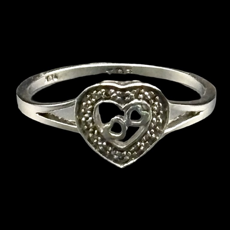10K White Gold Two-Heart Ring With 0.1Ct Diamonds (1 of 1)