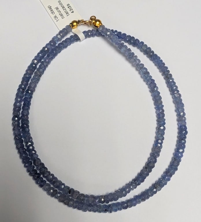 APPR $1125 10K Gold 9.3g TANZANITE 43ct NECKLACE 1: $1125 10K Gold 9.3g TANZANITE 43ct NECKLACE 16" appraised/retail value $1125 54.00 500.00 54.00 BZ2367