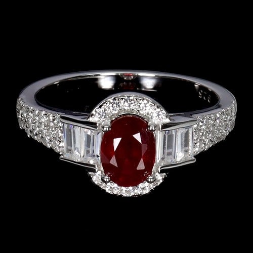 925 Sterling Silver Ring Oval Ruby 7x5mm Natural G (1 of 1)