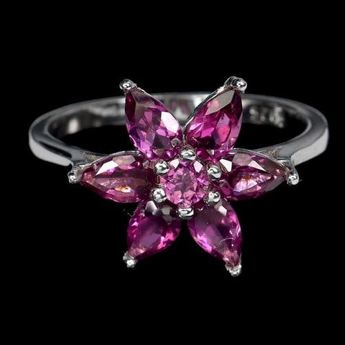 925 Sterling Silver Ring Pear Rhodolite Garnet 5x3 (1 of 1)