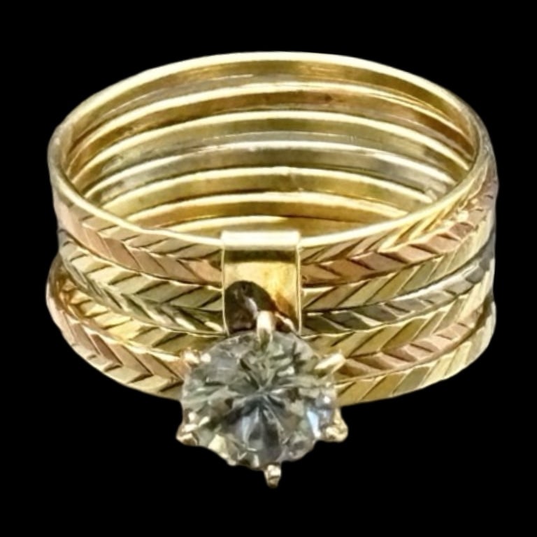 10K Gold Tricolor Sectional Cz Ring US 7 (1 of 3)