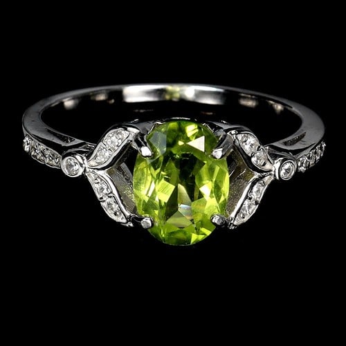 925 Sterling Silver Ring Oval Peridot 8x6mm Natura (1 of 1)