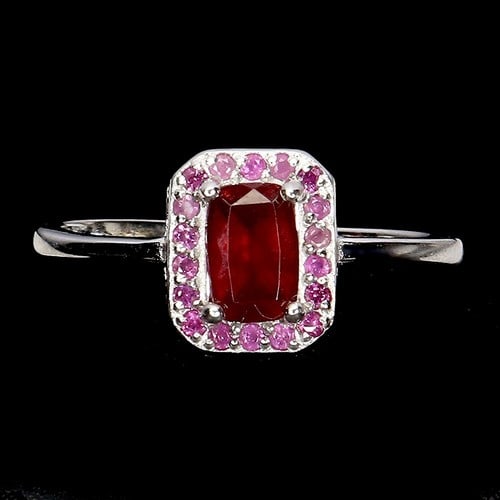 925 Sterling Silver Ring Octagon Ruby 6x4mm Natura (1 of 1)