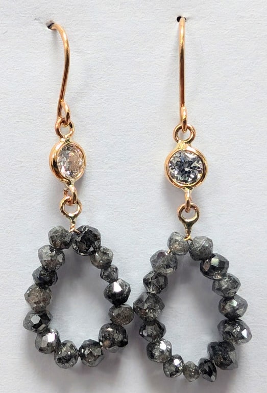 APPR $2180 10K Gold Gold Lab Diamond 0.28Ct + Nat: 10K Yellow Gold Lab Diamond 0.28Ct + Natural Gray Diamond 2.9Ct Earrings, Appraised Retail $2180 (Estimated Selling Price from $330 to $660) BZ2272-55 55.00 E1100