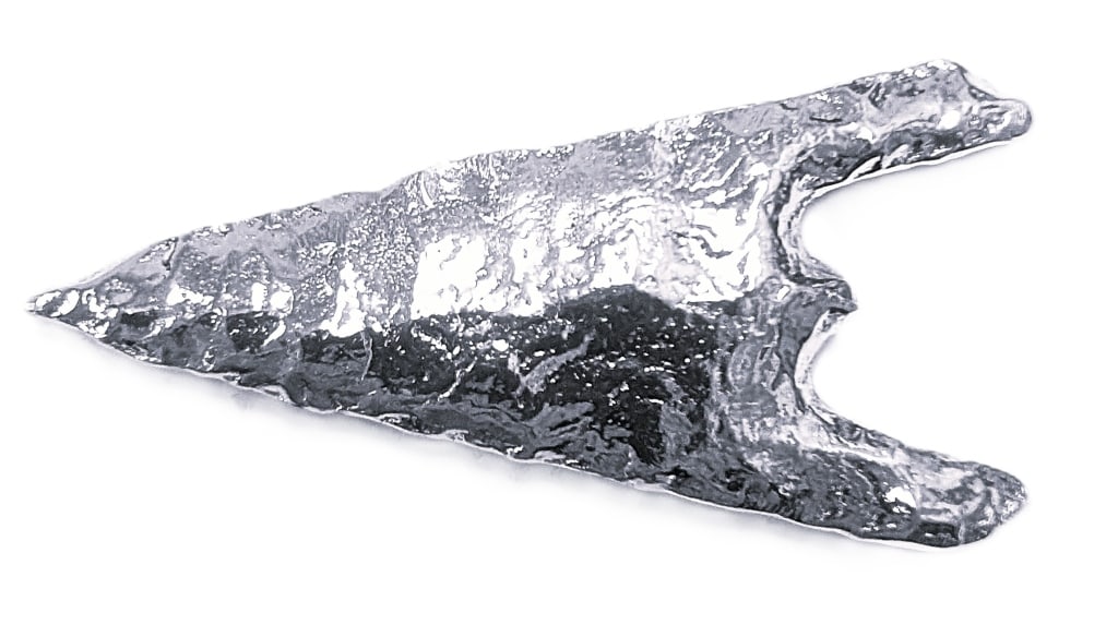 .999 34.1g Silver Hand Poured Arrow Head Artisan B: .999 34.1g Silver Hand Poured Arrow Head Artisan Bar Broken Krown Metals