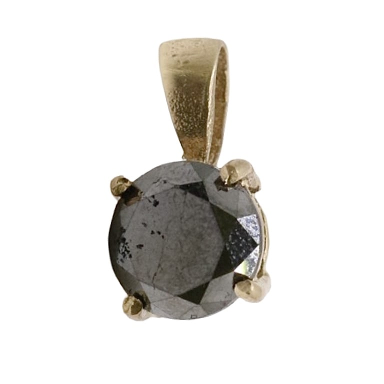 APPR $2500 Diamond 14K Gold Pendant: CENTER GEMSTONE REPORT # - 107253 GEMSTONE - DIAMOND TREATMENT - NATURAL QUANTITY - 1 CUT SHAPE/STYLE - ROUND BRILLIANT COLOR RANGE - FANCY BLACK CLARITY RANGE - -- WEIGHT (EST)CT - 2.5 SIZE (mm) - 8 