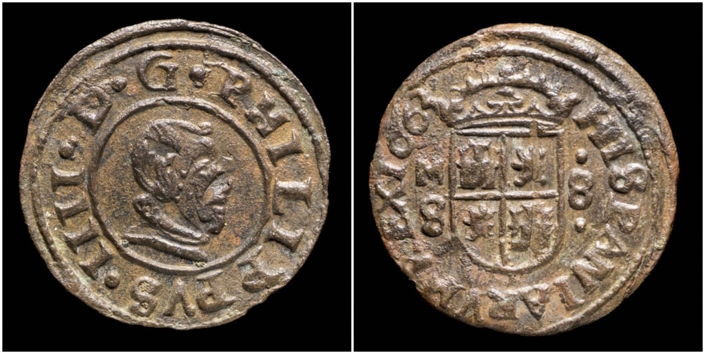 1663 Philip IV 8 Maravedi Copper Pirate Money Coin (1 of 3)