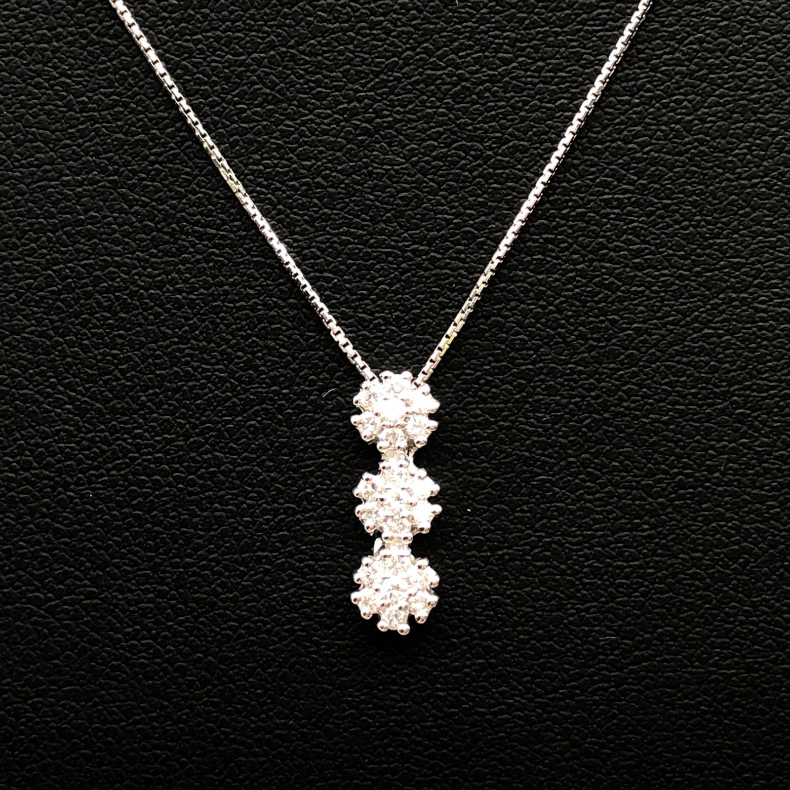 3P Diamond Necklace, white gold 750, 42cm: 3P Diamond Necklace, D(0.25ct), WG750, 2.8g, 16.5icnh