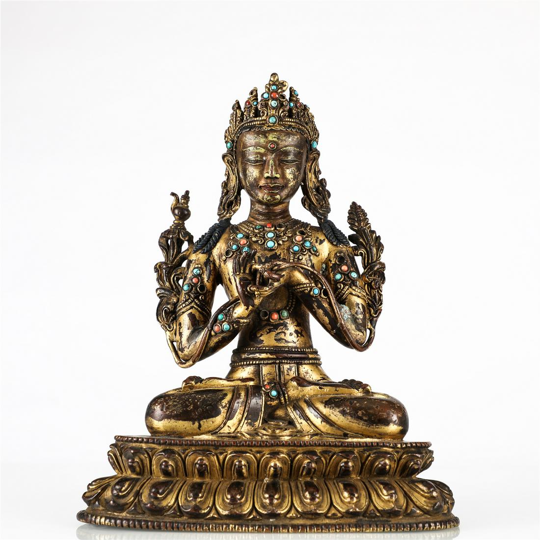 Qing Dynasty, bronze gilt buddha statue (1 of 7)