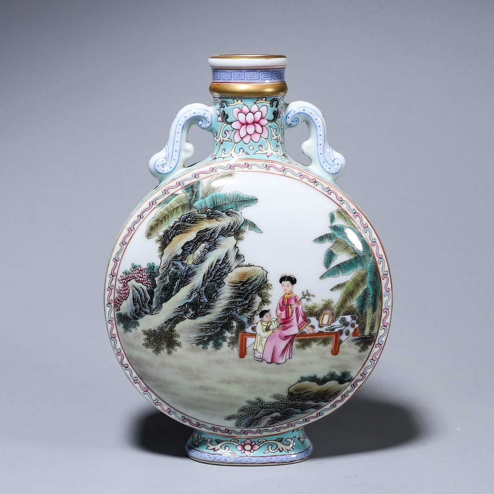 A famille rose interlocking flower and figure porcelain (1 of 10)