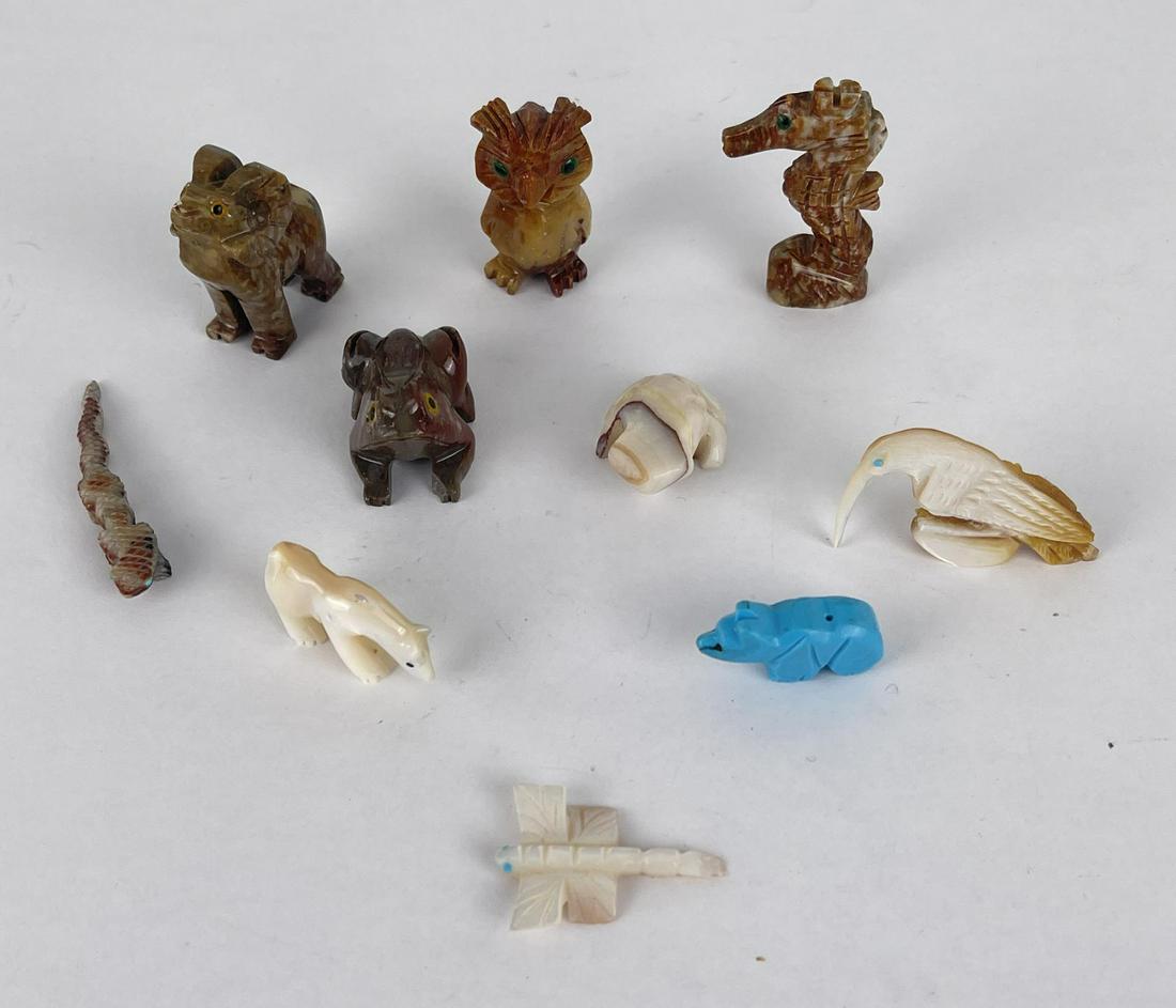 Collection of Stone and Shell Carved Animals (1 of 8)