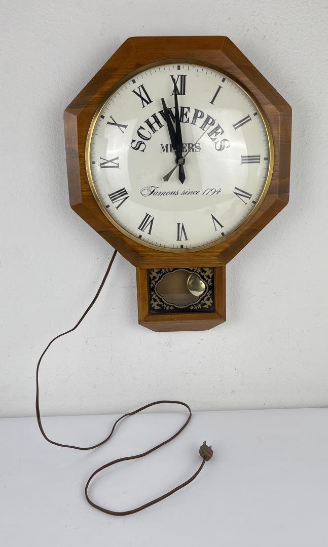 Schweppes Mixers Bar Clock Apr 29, 2022 Davis Brothers Auction in MT