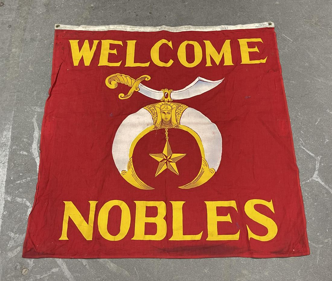Antique Shriners Nobles Flag: 34" by 34.5".
