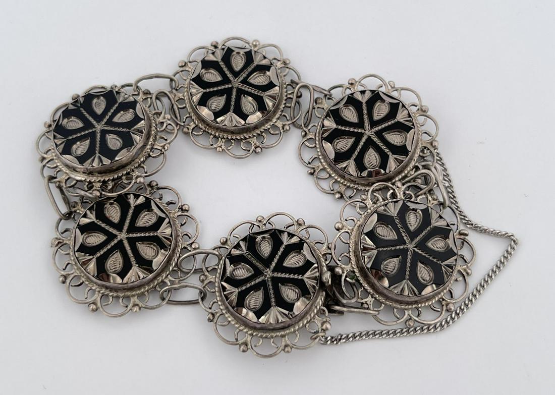 Sterling Silver Taxco Mexico Link Bracelet (1 of 4)