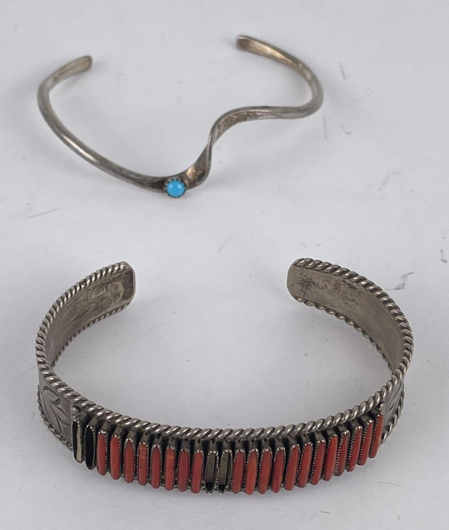 Pair of Navajo Sterling Silver Bracelets (1 of 5)