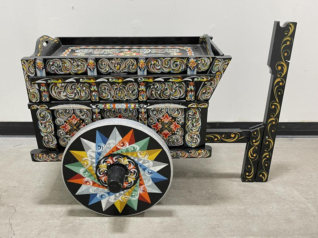 Costa Rica Oxcart Bar Cart: Fully decorated. Can be completely disassembled.