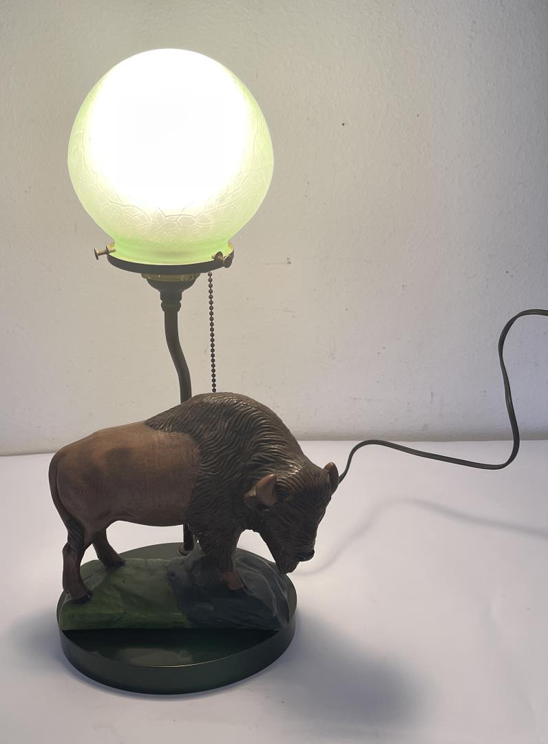 Art Deco Chalkware Buffalo Lamp (1 of 8)