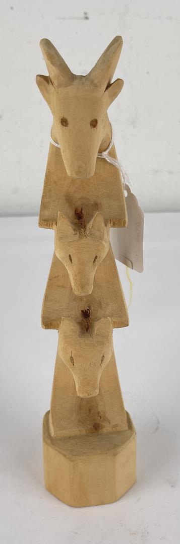 Contemporary Indian Totem Pole: Contemporary. Deer, Fox and Wolf. 10.5" tall. Allard Auction Collection Inv: 17031 AWA
