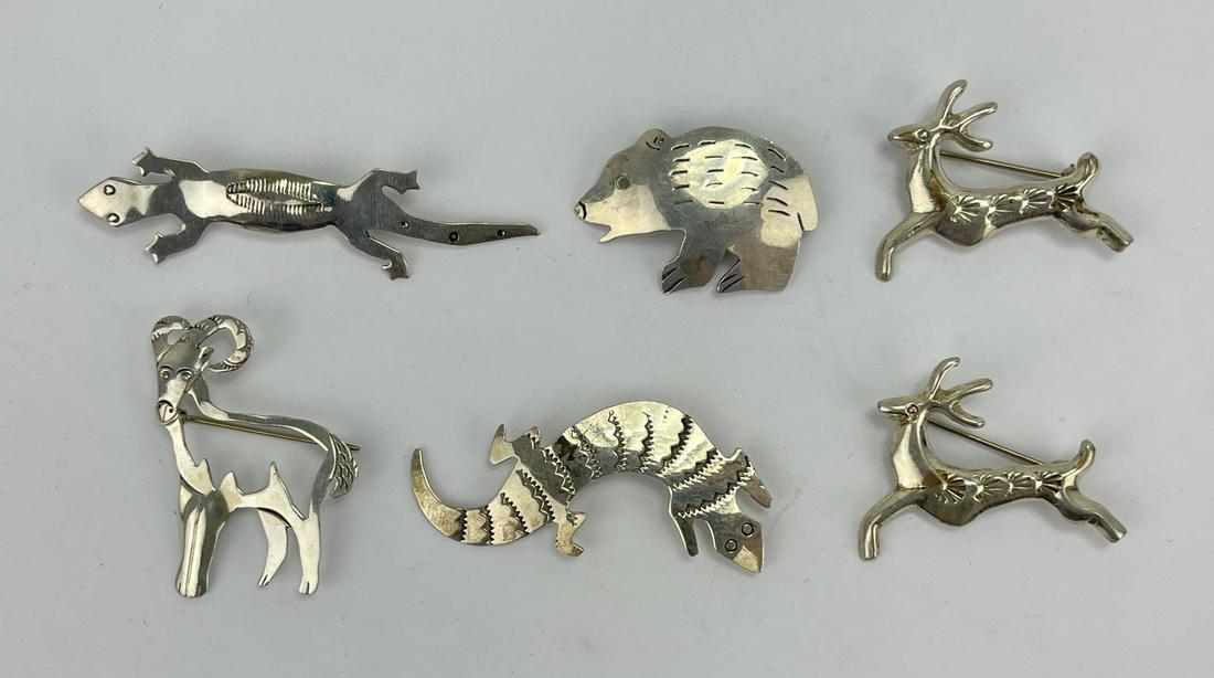 Lot of 6 Navajo Sterling Silver Brooches (1 of 9)