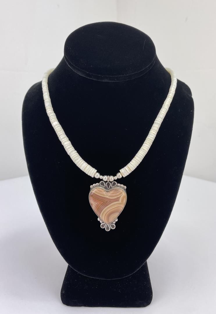 Navajo Sterling Silver Jasper Necklace: Very nice necklace. Allard Auction Collection Inv: 49660 SUZ