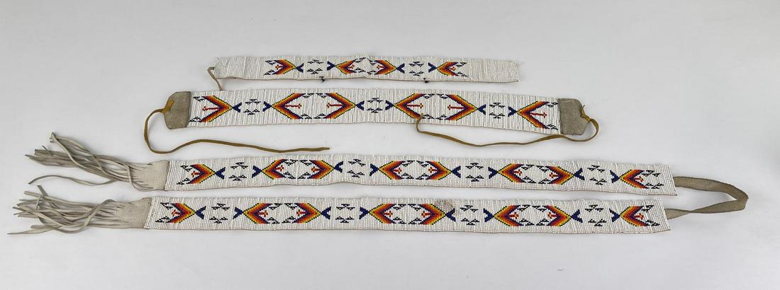 Native American Indian Beaded Dance Regalia: Nice matched set. Shawl, Belt, and Choker. Made by Ruth Moccasin.