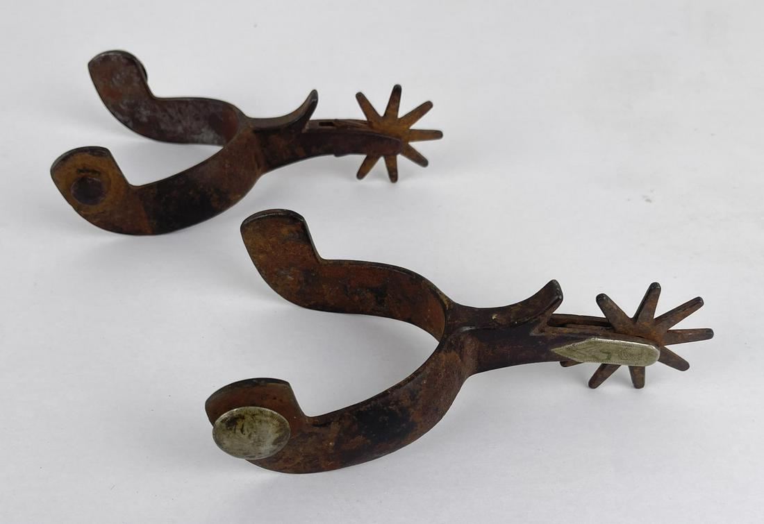 Antique Kelly Bros Silver Mounted Cowboy Spurs: Nice pair of spurs. Silver mounted. Marked as shown.