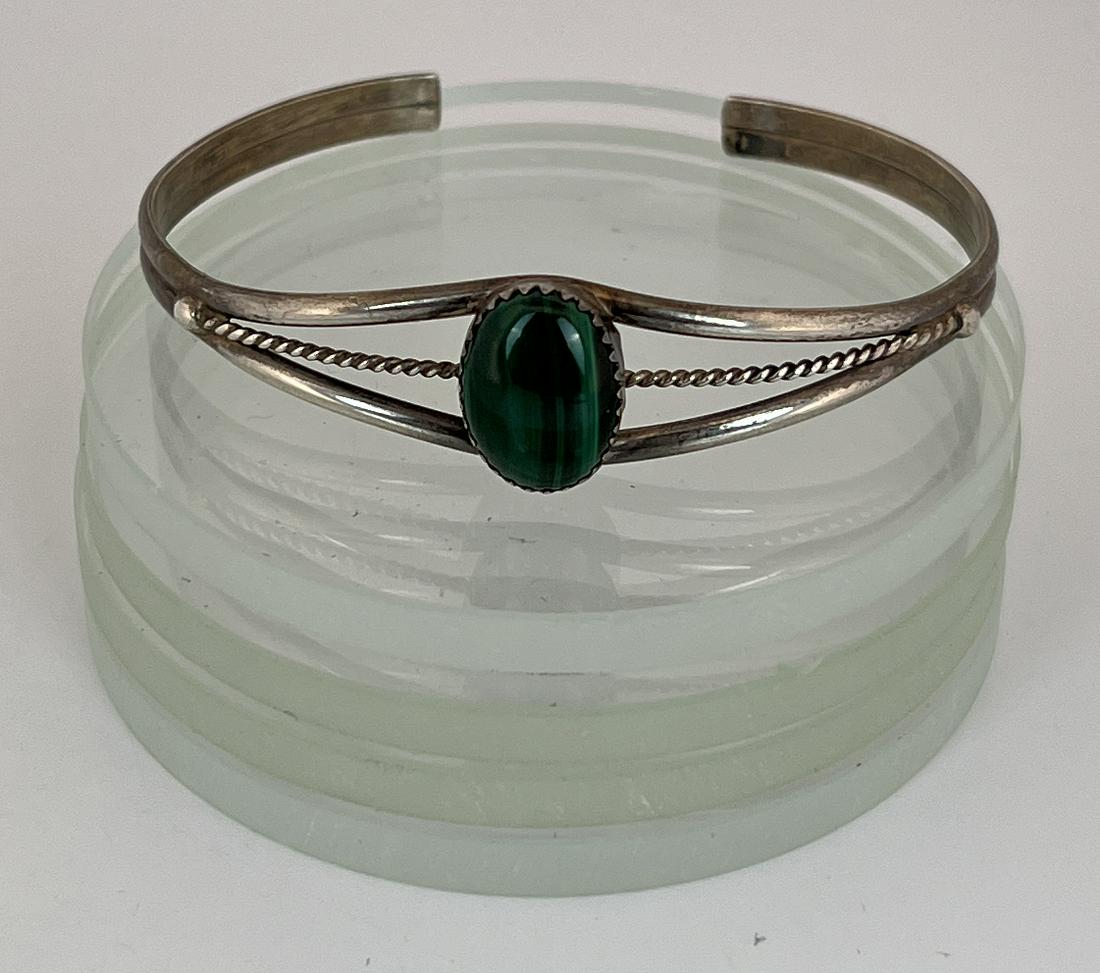 Navajo Sterling Silver Malachite Bracelet: Nice bracelet.