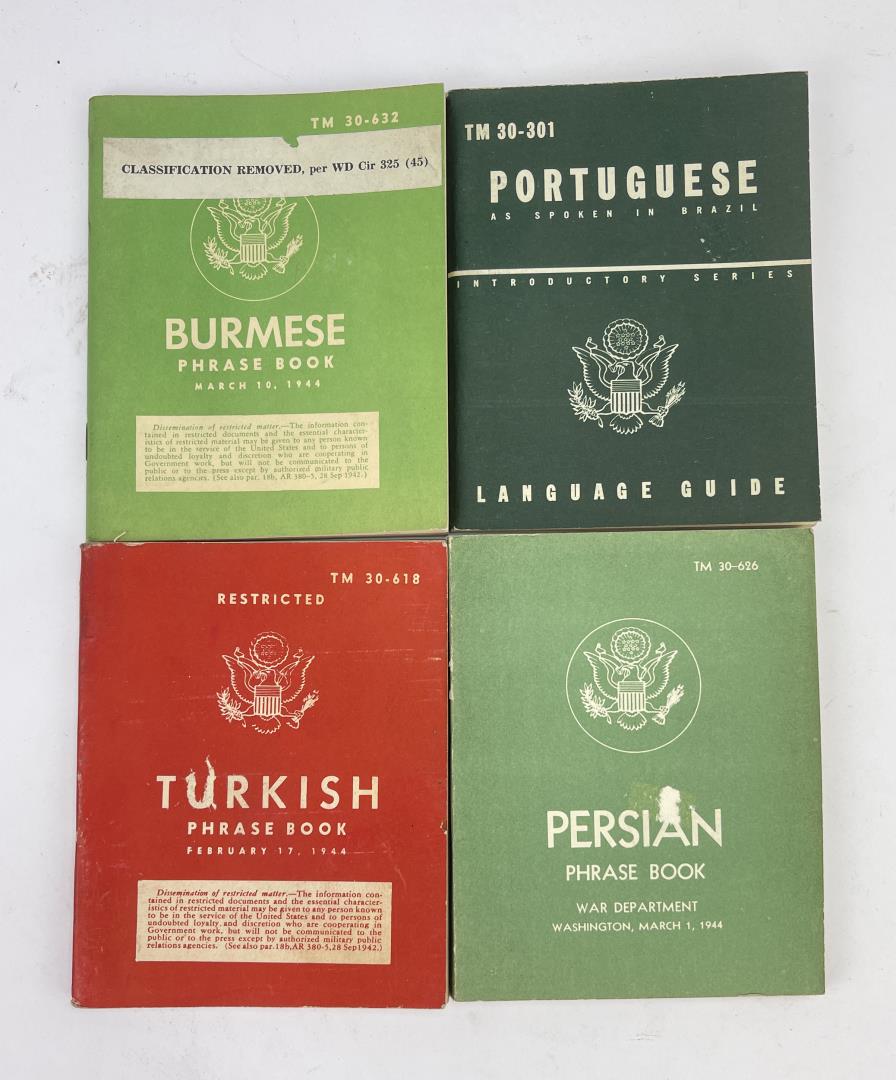 WW2 US Army Language Phrase Books for 4 Languages: Represented languages: Persian, Turkish, Portuguese, Burmese