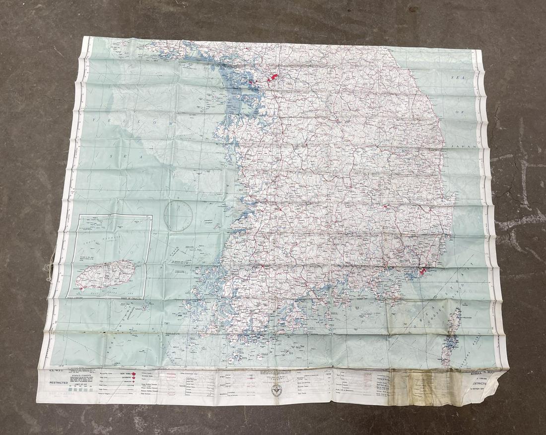 Korean War Silk Pilots Escape and Evasion Map: Very nice map.