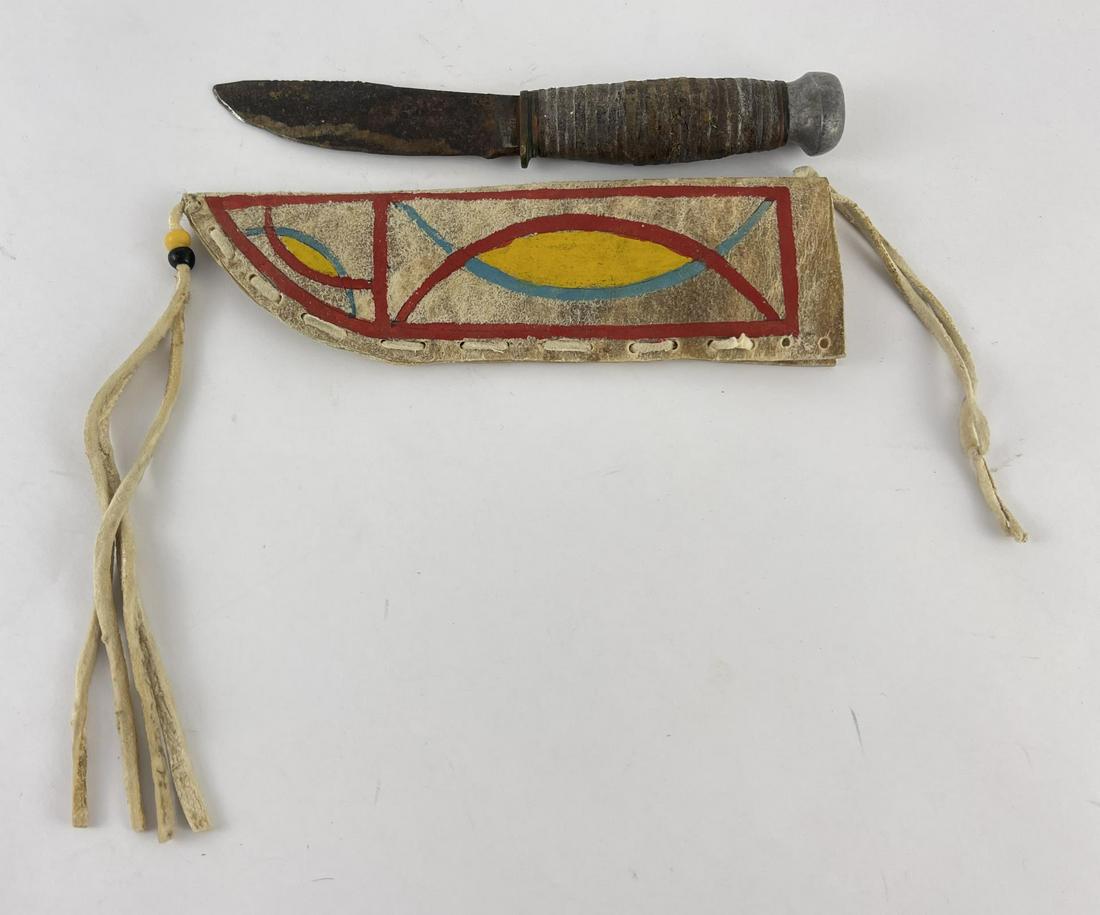 Plains Indian Painted Parfleche Knife Sheath (1 of 8)