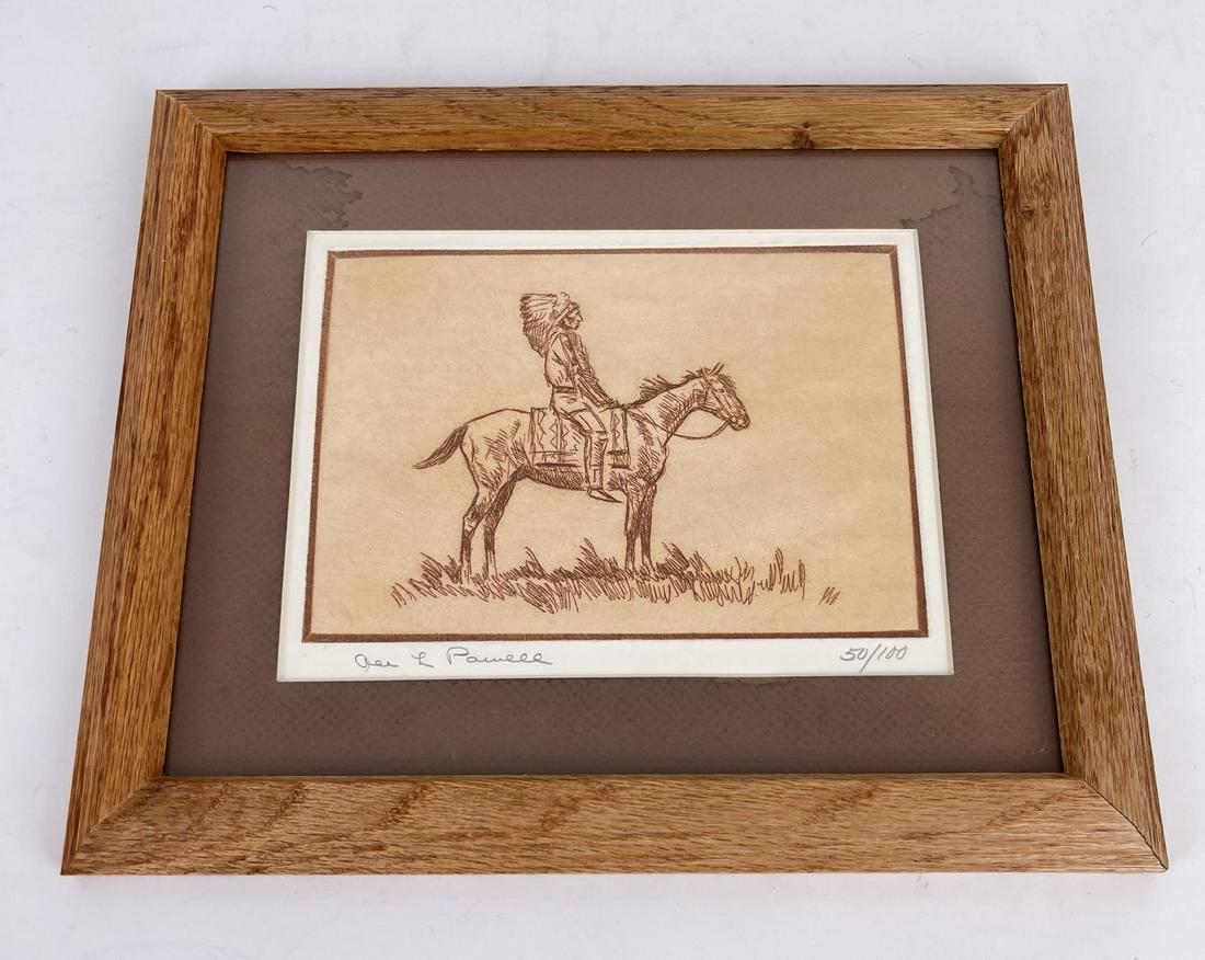 Ace Powell Engraving Indian on Horseback (1 of 9)