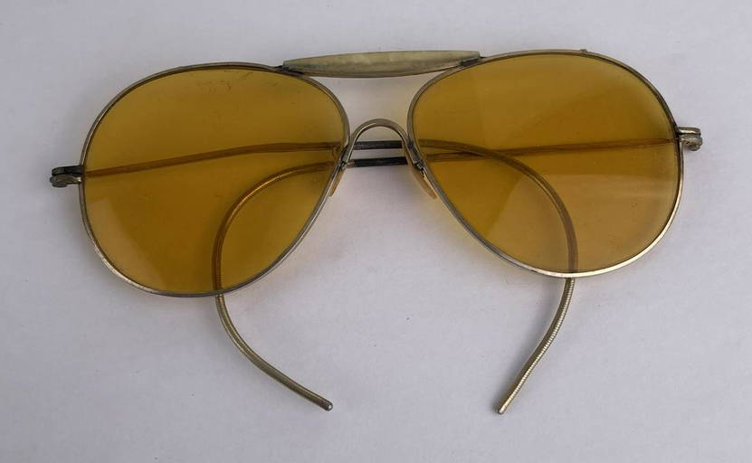 Vintage Amber Lens Aviator Sunglasses