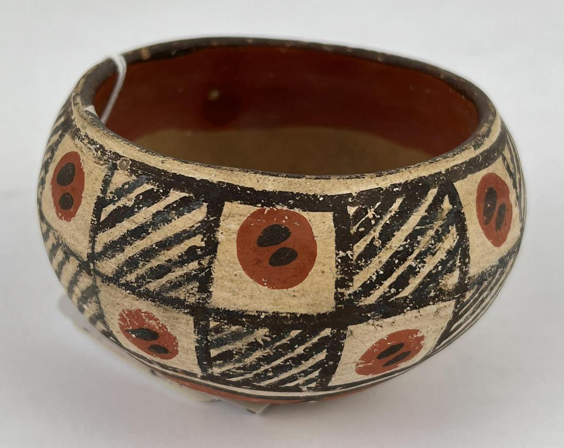 Antique Isleta Pueblo Indian Pottery Bowl: 2" tall, 3 1/8" diameter. Allard Auction Collection Inv: GIL