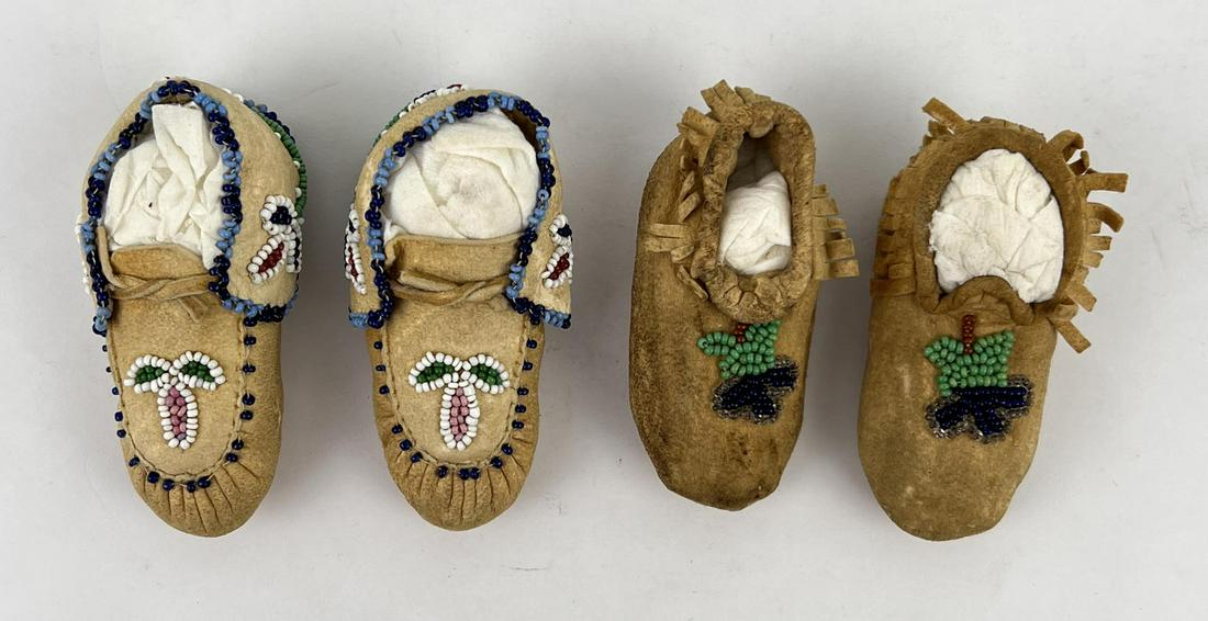 Collection of Cree Indian Baby Moccasins: Nice grouping. Baby or doll sized. First half of the 20th Century. Allard Auction Collection Inv: ZUR 43470