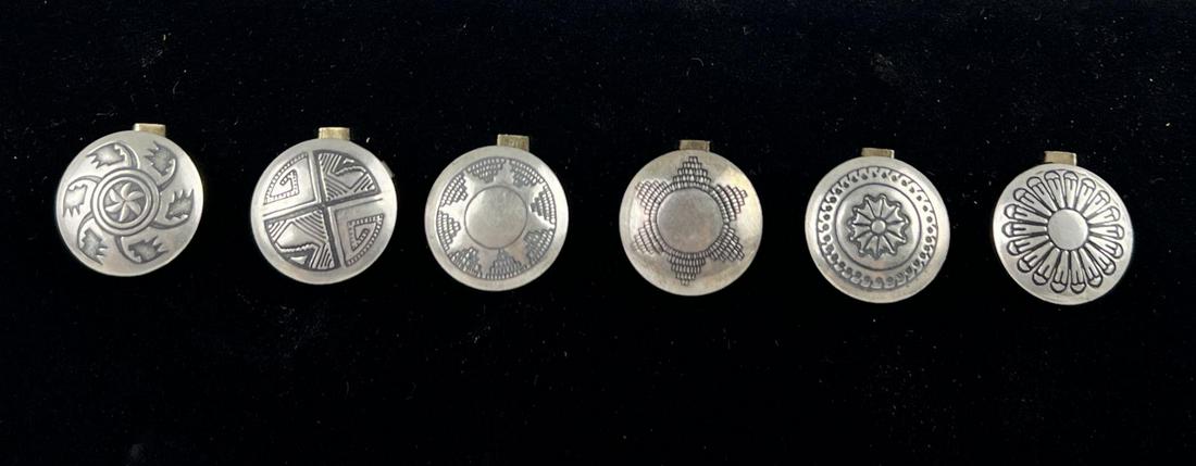 Lot of 6 Navajo Sterling Silver Button Covers (1 of 3)