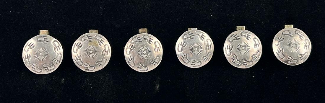 Lot of 6 Navajo Sterling Silver Button Covers (1 of 4)