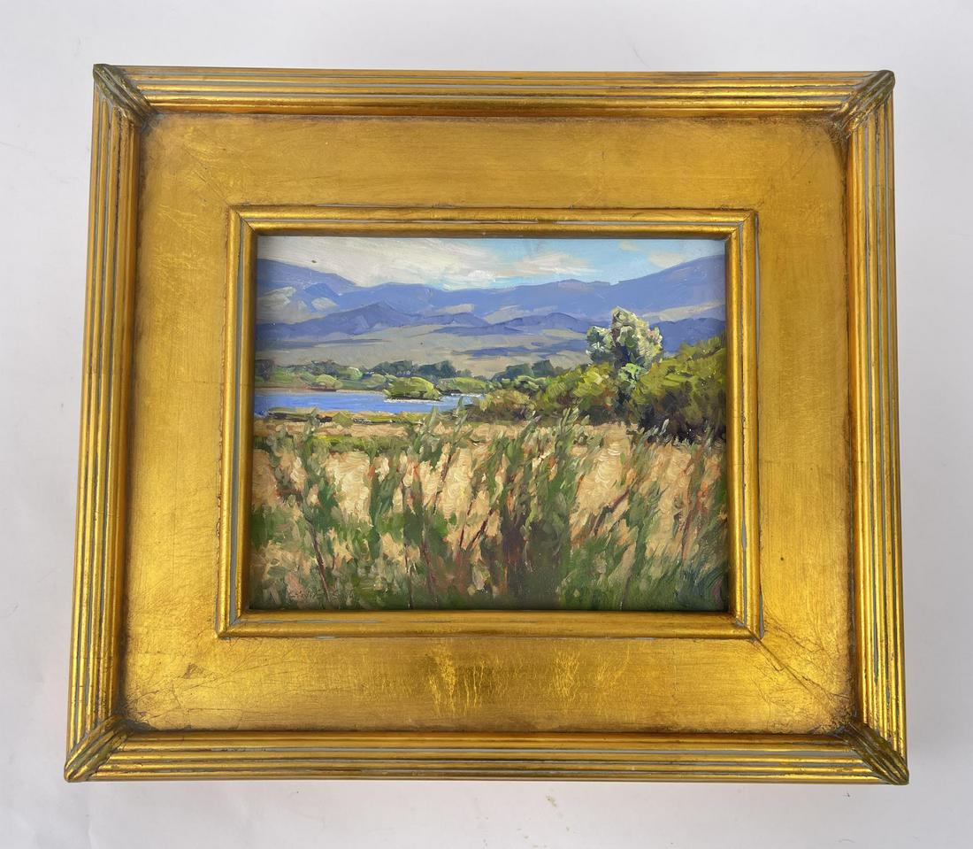 Taylor Lynde Delta Oil on Board: Very nice plein air painting. 13 3/4" by 15 3/4" framed, 8" by 10" unframed. Taylor Lynde is a fourth generation resident of Montana. His career has been influenced by two men, artist Scott Switzer an