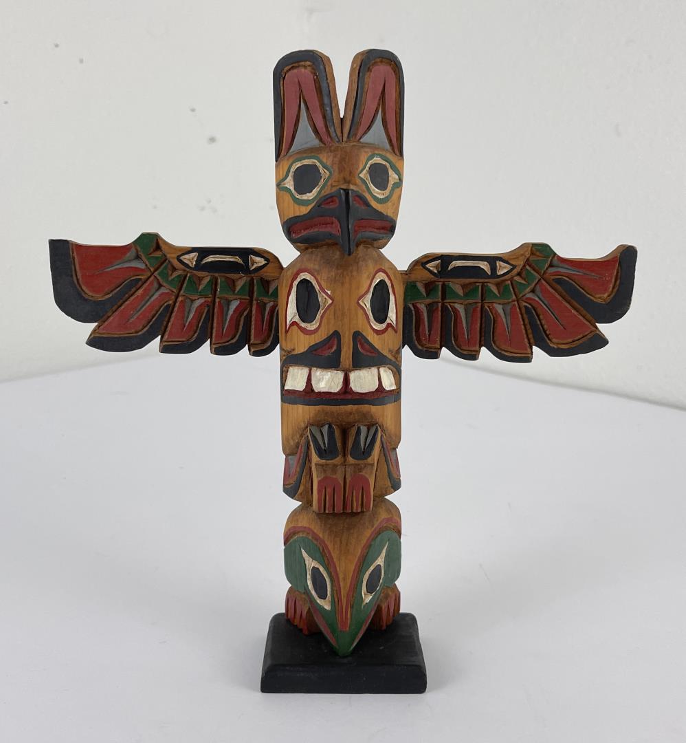 Northwest Coast Indian Totem Pole Haida: 8 1/2" tall. 8" long.