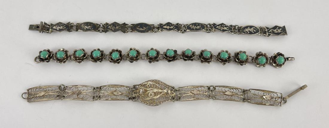 Collection of Sterling Silver Link Bracelets: Nice grouping.