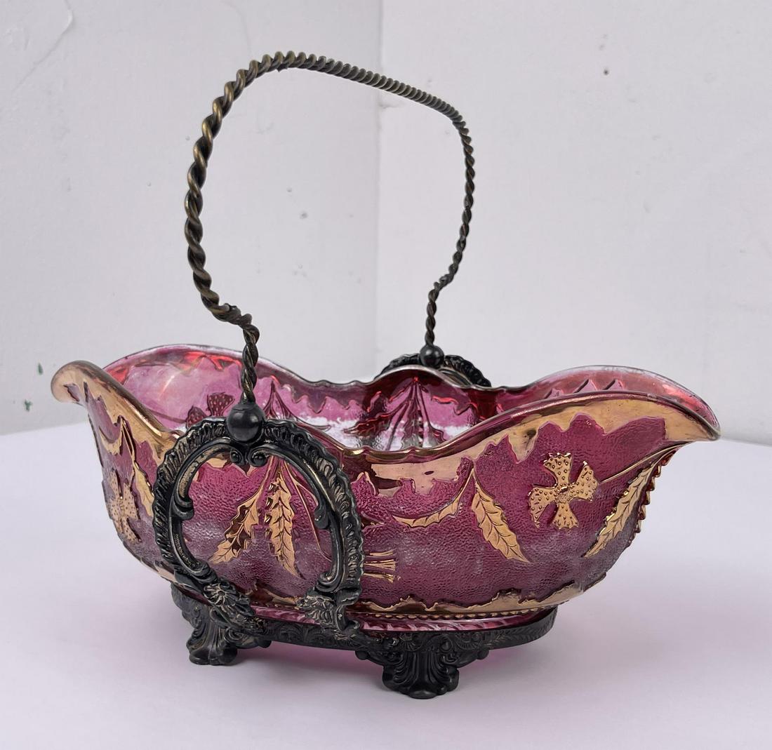 Antique EAPG Delaware Pressed Glass Brides Basket (1 of 8)