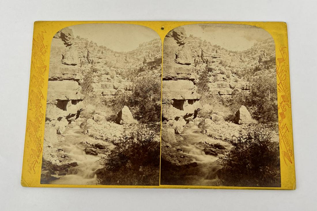 JW Powell Survey Stereoview Utah Territory: Views on the Sevier River. Singing Falls, No 39. Photographed by Hillers.