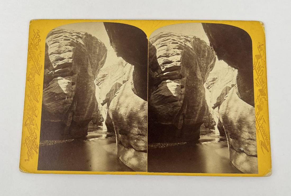 JW Powell Survey Stereoview Utah Territory: Views on Brush Creek. Alcove Wall, No 122. Photographed by Hillers.