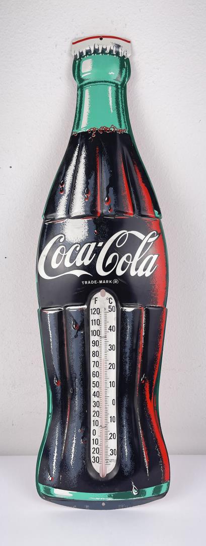 29" Coca Cola Bottle Thermometer: 29" long, 8 1/4" wide.