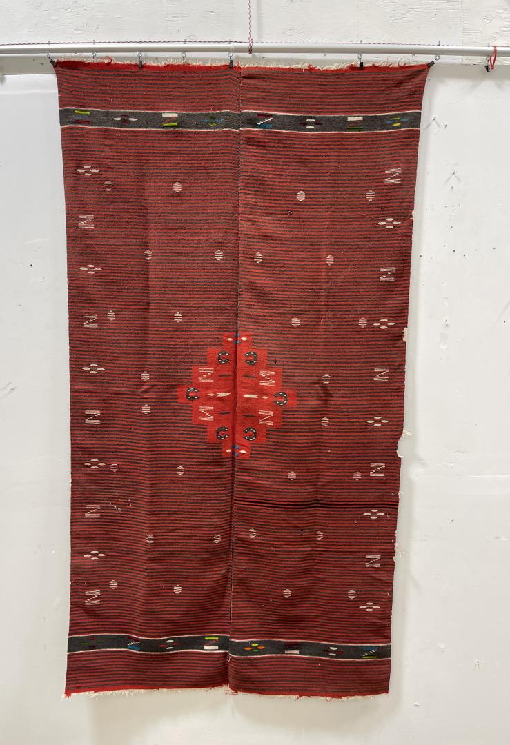 Antique Mexican Gunfighter Cowboy Poncho Blanket: 75" long, 40 1/4" wide.