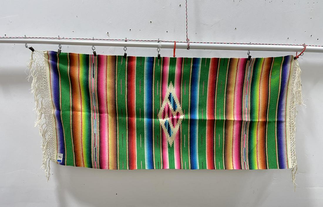 Antique Mexican Wool Serape Saltillo Blanket (1 of 8)