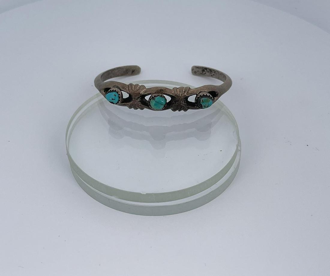 Navajo Sterling Silver Turquoise Bracelet (1 of 5)