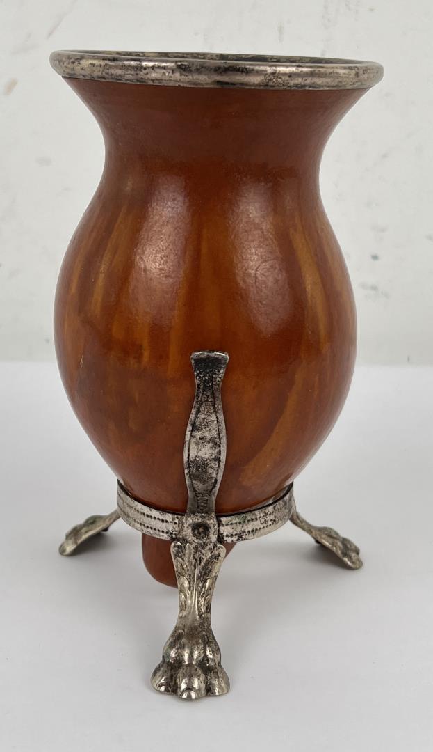 Vintage Silver Rimmed Gourd Drinking Cup (1 of 6)