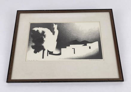 Kenneth Miller Adams House in the Sun: Signed Lithograph. 12 3/4" by 17" framed. Allard Auction Collection Inv: HOP 44353