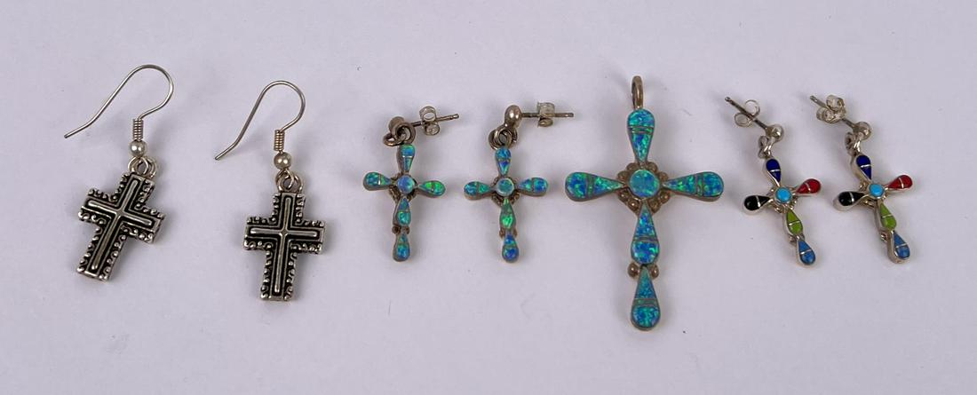 Group of Zuni Sterling Silver Cross Jewelry (1 of 5)