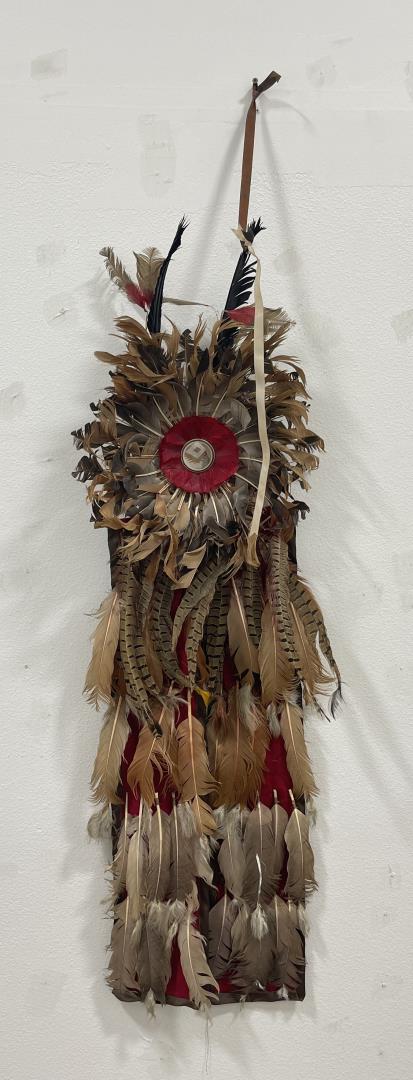 Antique Native American Indian Feather Headdress: Second half of the 19th Century. 50" long, 12 1/2" wide. Allard Auction Collection Inv: VGL 12944